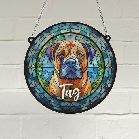 Bull Mastiff Personalised Stained Glass Effect Suncatcher
